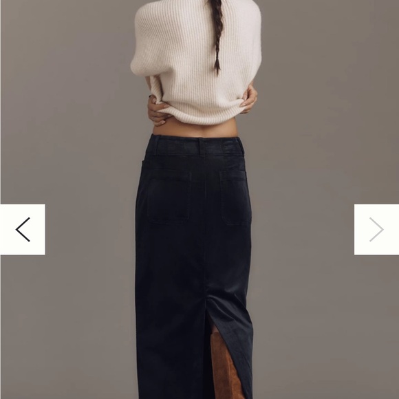 Maeve Navy Corduroy Maxi Skirt - Picture 3 of 8